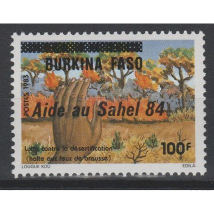 Burkina Faso 1984 Mi. C975 Aide Sahel surchargé Lutte contre la désertification