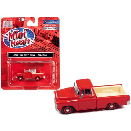 1955 Chevrolet Cameo Pickup Truck Red and Ivory 1/87 (HO) Scale Model Car by ...