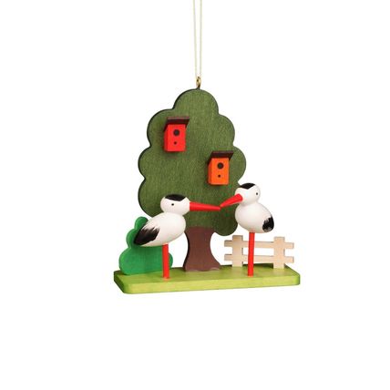 11-0611 - Christian Ulbricht Ornament - Stork Couple at Tree - 3.25"H x 2.8"W...