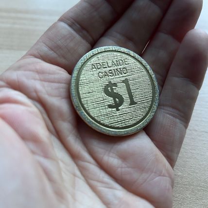Adelaide Casino $1 Slot Gaming Token Chip Adelaide Australia FC 1990's large