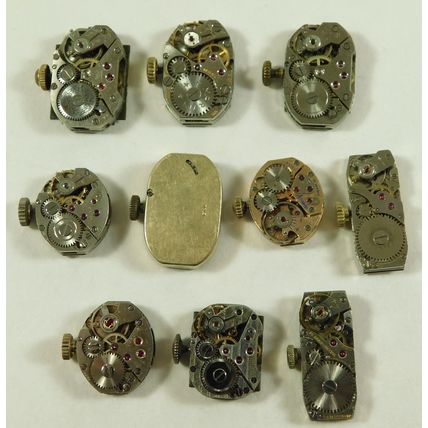 10 Antique Vintage Ladies Wristwatch Movements Spares Or Repair Marvin Rotary &c
