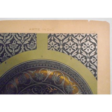Arte Indio - Escudo... decoracion en jarros... litho ca 1890 by J Aleu Barcelona