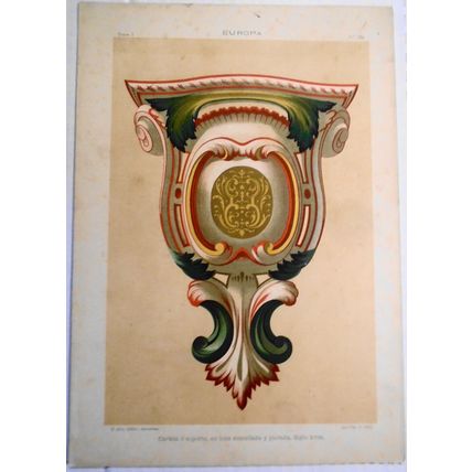 EUROPA - Cartela o soporte, en loza esmaltada y pintada, Siglo XVIII - ca 1890