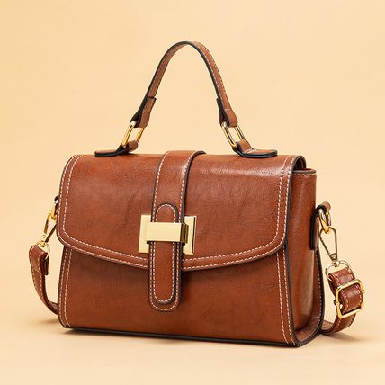 Women Retro Hollow Oil Wax PU Leather Handbag Brown