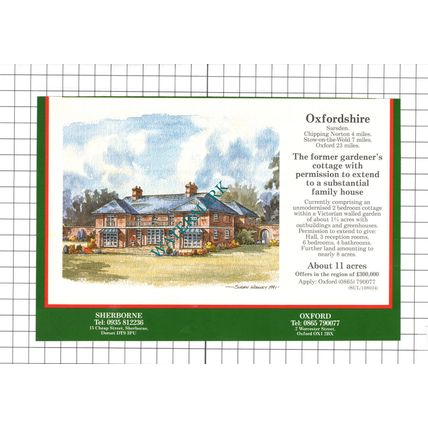 Sarsden Oxfordshire Susan Woolley House Sale Advert - 1991 Clipping