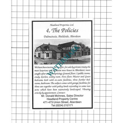Dalmuinzie Bieldside Aberdeen House Sale Advert - 1991 Clipping