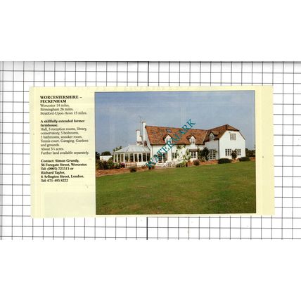 Feckenham Worcestershire House Sale Advert - 1994 Cutting