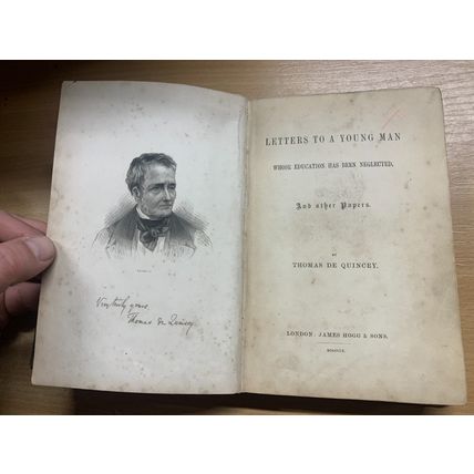 RARE* 1860 THOMAS DE QUINCEY "LETTERS TO A YOUNG MAN" ANTIQUE BOOK (P3)