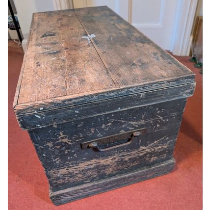 Antique 19th century WOODEN TOOL BOX craftsman Suffolk vintage furniture chest