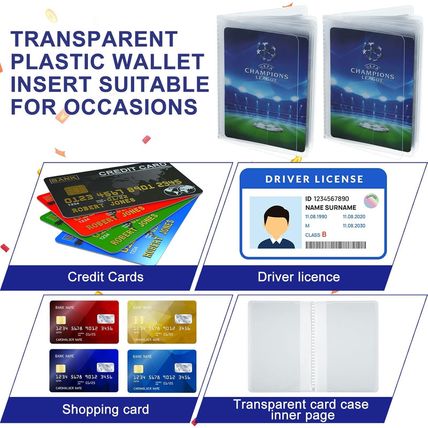 4 Packs 6 Page Wallet Insert Plastic Credit Card Holder Wallet Credit Card Sleev