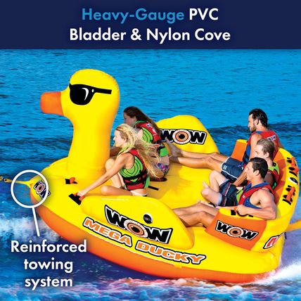 WOW Sports Mega Ducky 19-1060, 1 to 5 Person Towable, Front and Back Tow Points