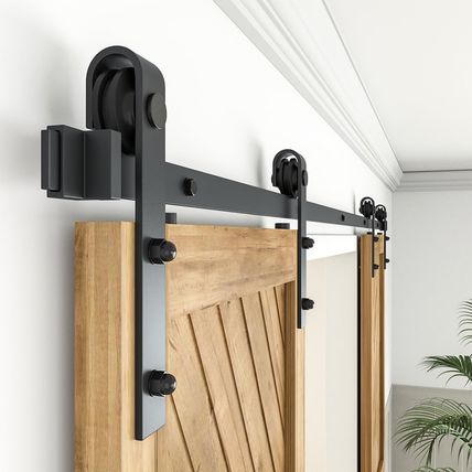 WINSOON 6FT Barn Door Hardware Kit: Double Sliding Door Hardware - Black Barn Do