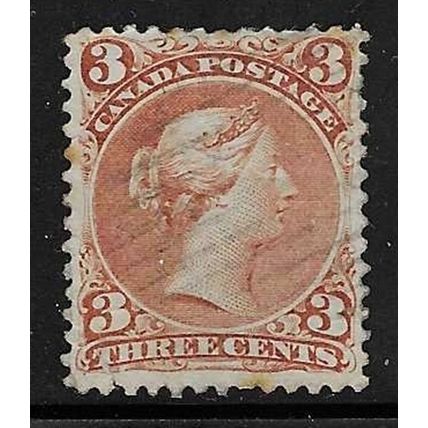 CANADA 1868-90 QV 3c PERF 12 USED SG49