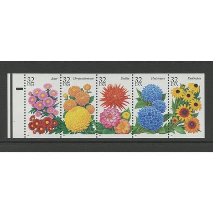 US 2797a (2793-2797), 1995 32c Garden Flowers, Unfolded Bklt Pane VF MNH (US246)