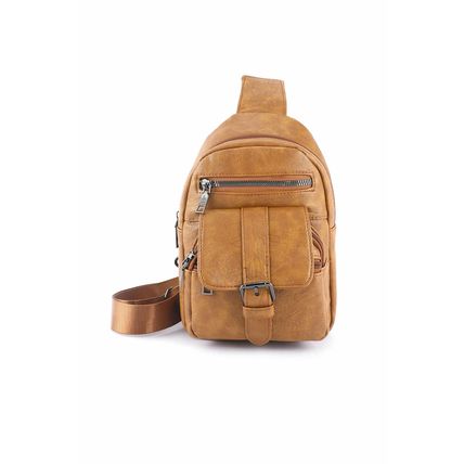 Khaki Vintage Multi Pockets Sling Bag