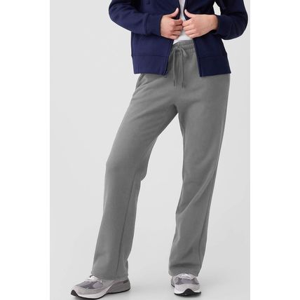 Light Grey Solid Color Fleece Lined Drawstring Waist Casual Pants