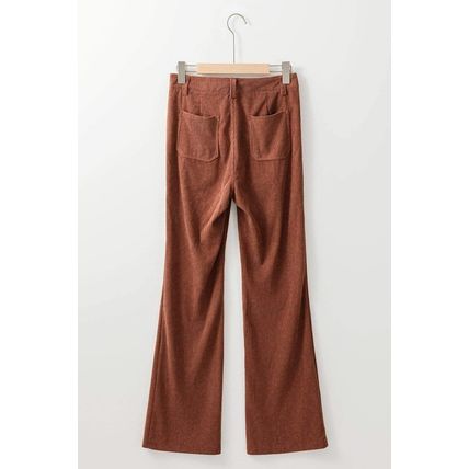 Brown High Waist Square Pockets Corduroy Pants