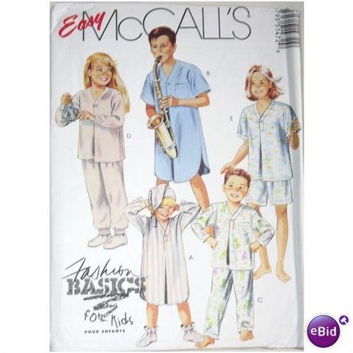 Boys Girls Vintage 1980 Night shirt Pyjamas Sewing Pattern Size Age 6 7 McCalls