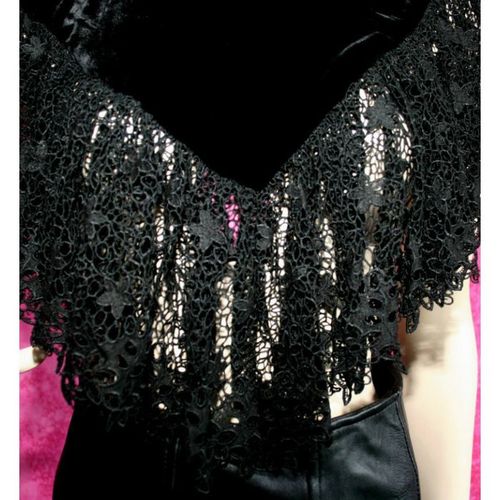 Karen Millen Black Velvet Lace Cape Top Size 12 New With Tag