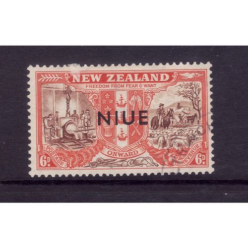 NIUE 1946 8d BLACK AND CARMINE SG 101 FINE USED