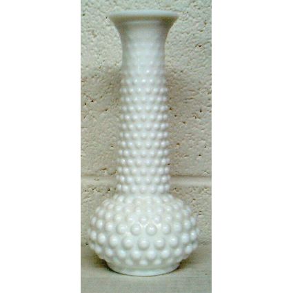 VINTAGE MILK GLASS ' VASE ' HOBNAIL DESIGN