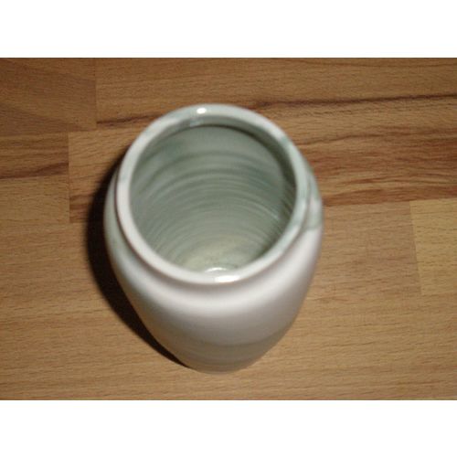 Marbled Green and White Studio Pottery Vase - Marked