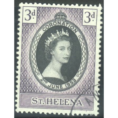 St. Helena 1953 - SG152 - 3d black and lilac - Queen Elizabeth Coronation - used
