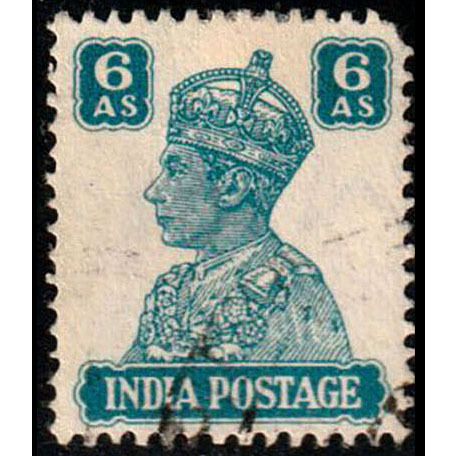 India 1941 King George VI 6A Used Stamp..