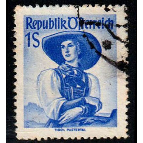 Austria 1948 National Costumes 1S Used Stamp.