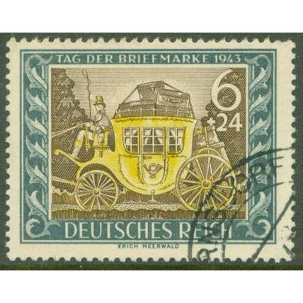 GERMANY - 1943 Stamp Day - 6pf + 24pf brown, yellow & grey-black- Fine Used