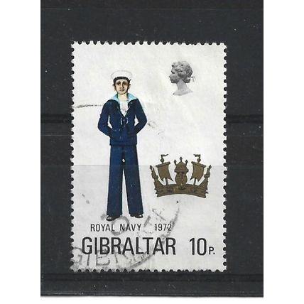 Gibraltar.SG303 10p Royal Navy,1972.Fine Used.Nov23