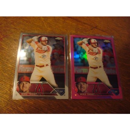 2023 Topps Chrome, 2-Cards, Pink/Silver, MIKE TROUT, Angels
