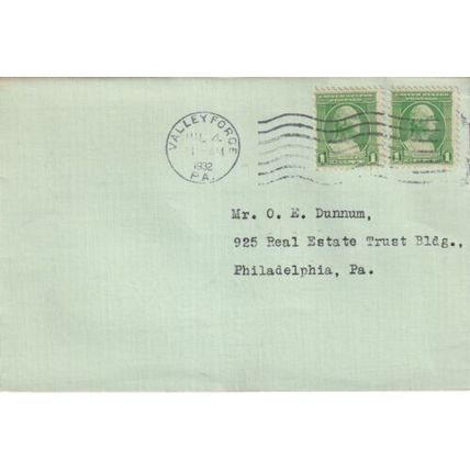 United States 1932 Valley Forge PA-Philadelphia PA Cover typed VGC