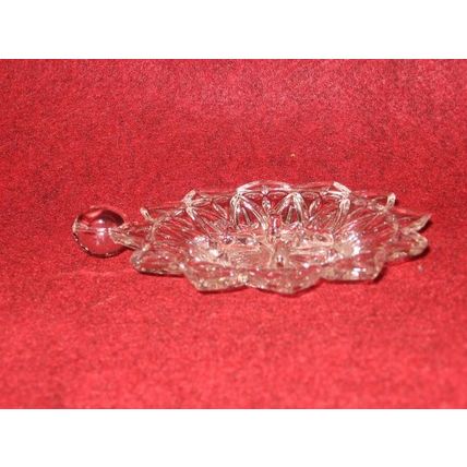 Crystal Candle Holder Art Glass Clear Tab Handle Sunflower Star Burst