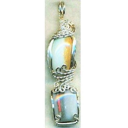 Australian Opal Sterling Silver Wire Wrap Gemstone Pendant 5