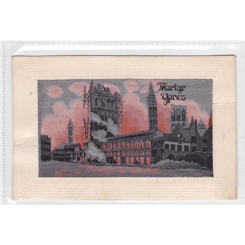 Woven Silk Showing The Bombardment Of Martyr Ypres Postcard (SIL255)