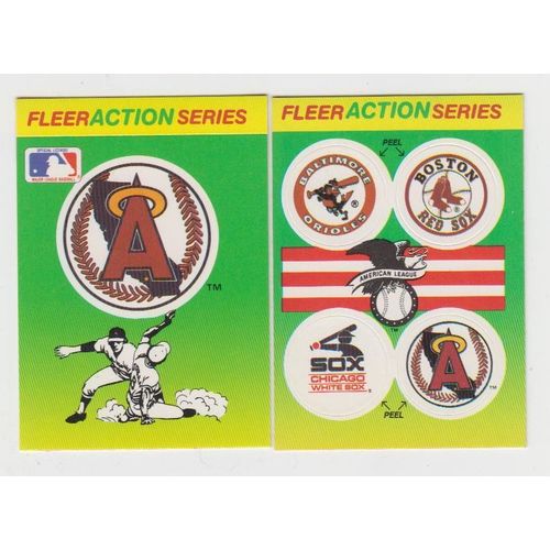 Two 1990 Fleer Action Series California Angels Team Logo Stickers cards