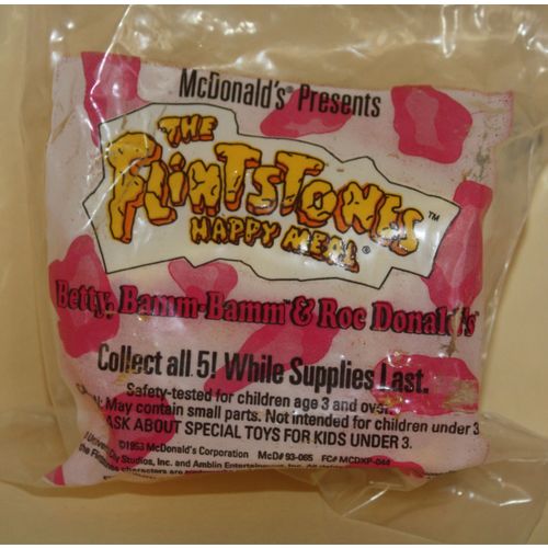 1994 McDonalds The Flintstones Betty, Bamm Bamm & Roc Donalds Mint in Package