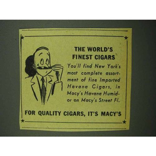 1942 Macy's Department Store Ad - World's Finest Cigars