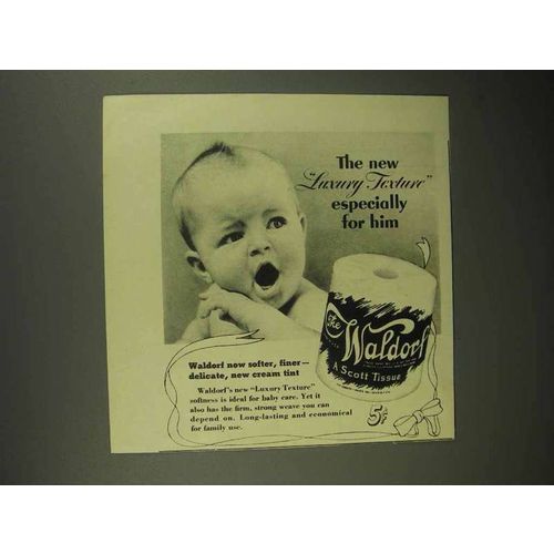 1942 Scott Tissue Waldorf Toilet Paper Ad - Luxury