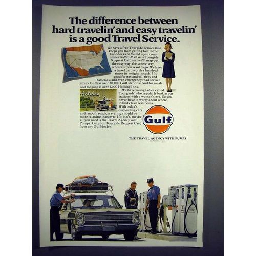 1969 Gulf Gas Ad - Easy Travelin' Good Travel Service