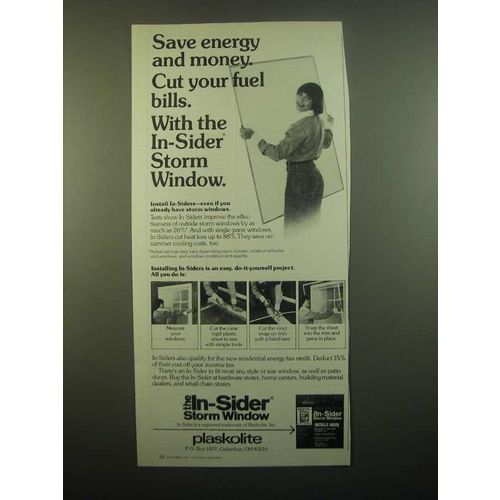 1980 Plaskolite In-Sider Storm Window Ad - Save Energy and Money