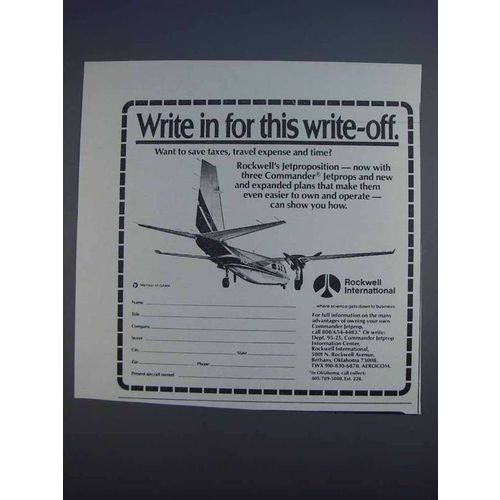 1980 Rockwell International Commander Jetprop Plane Ad
