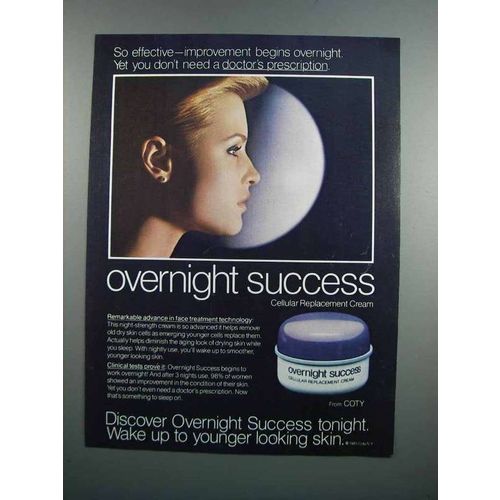 1983 Coty Overnight Success Replacement Cream Ad