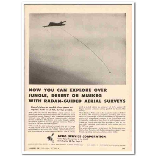 AERO SERVICE CORP 1959 explore Radan-Guided aerial surveys vintage ad