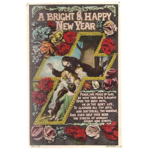 A BRIGHT & HAPPY NEW YEAR used antique postcard by Beagles & Co
