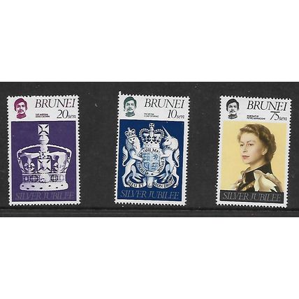 BRUNEI 1977 SILVER JUBILEE SG 264/ 266 SET 3 VALS M MINT