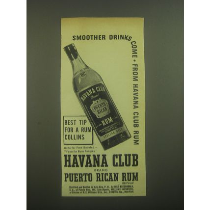1945 Havana Club Rum Ad - Smoother Drinks Come from Havana Club Rum