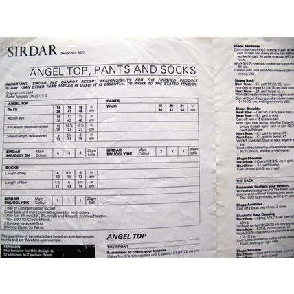 SIRDAR snuggly baby DK knitting pattern 3373 Angel top pants and socks butterfly