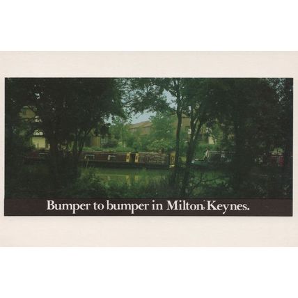 Canal Boat Bumper To Bumper in Milton Keynes Advertising Postcard